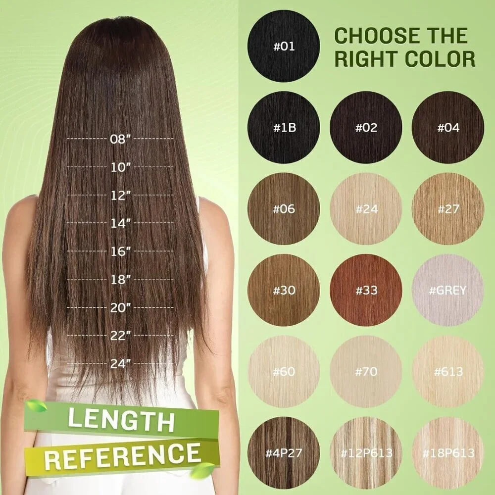 160g Double Weft Clip in 100% Remy Human Hair Extensions Light Brown Grade 7A Qu